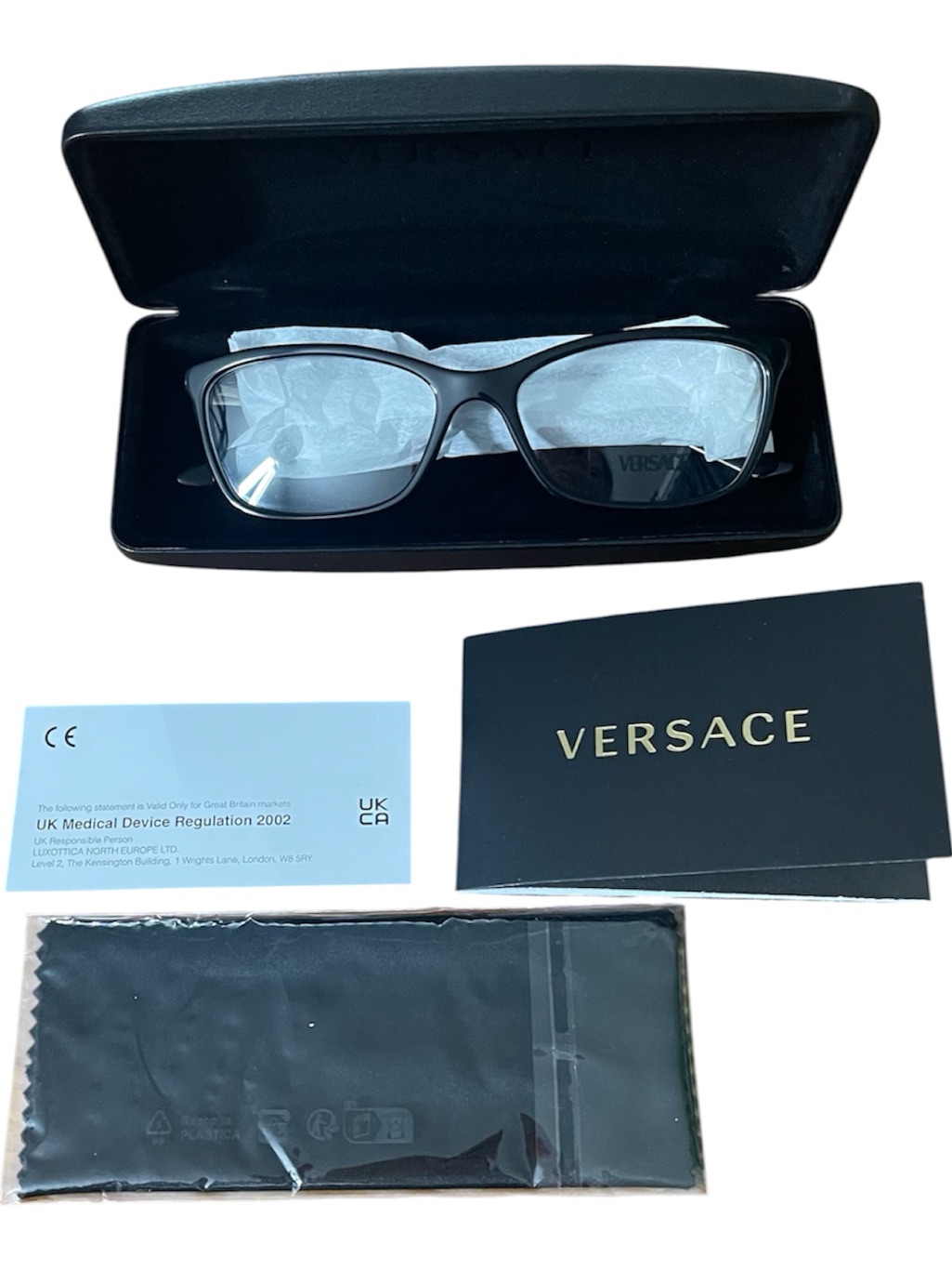 Versace Ve3186 Gb1 Black Gold Eyeglass Frames 54-16-140 Italy New